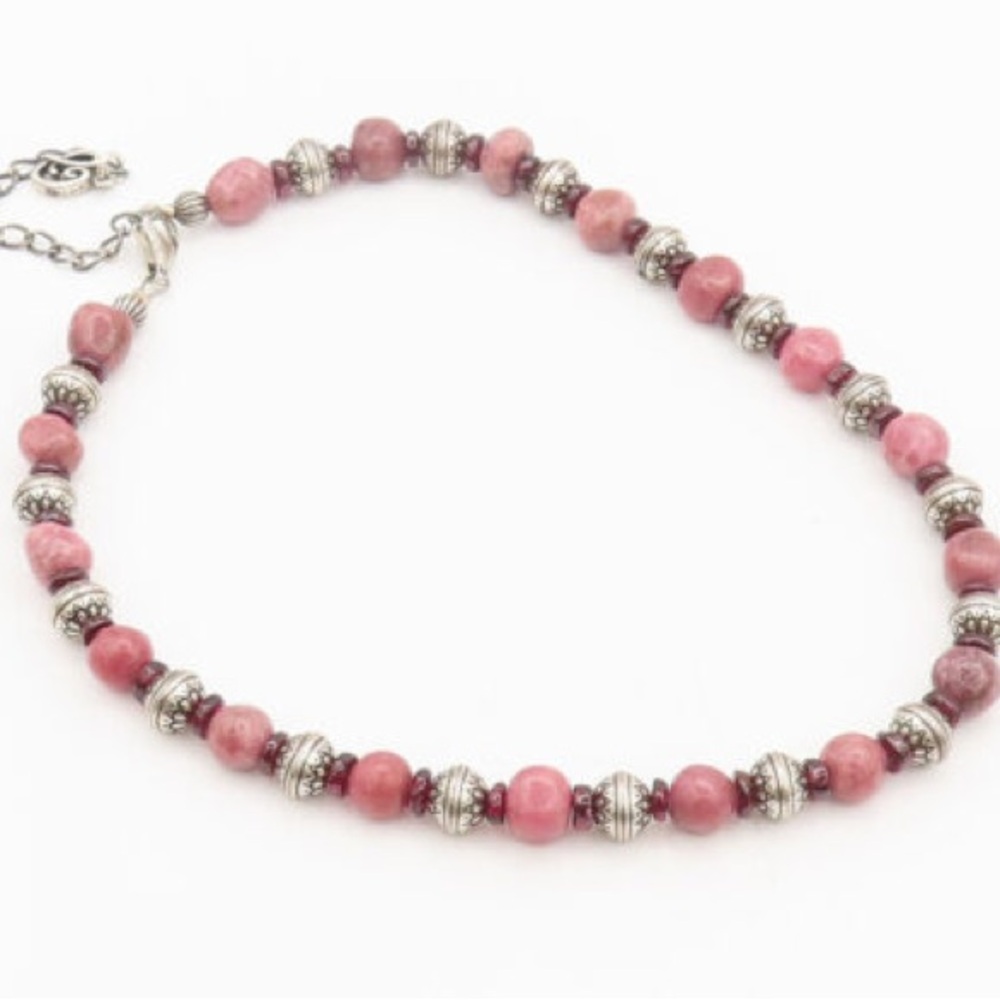 Carolyn Pollack Vintage Rhodonite and Sterling Beaded Necklace